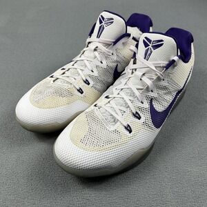 Nike Kobe 11 EM Low Shoes Mens Size 17 White Purple Lakers Basketball 856485-150